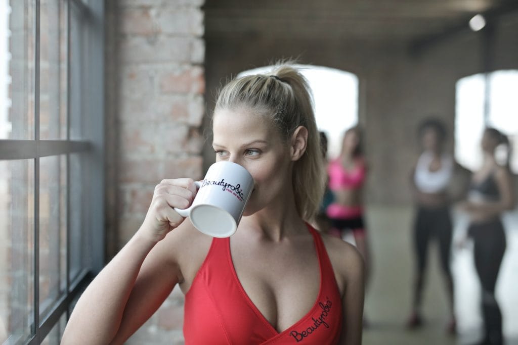 woman drinking coffee