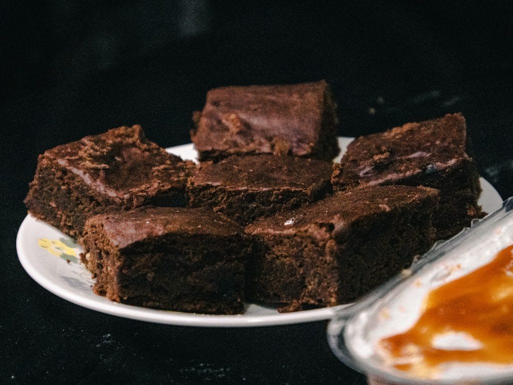 chocolate cake on white ceramic plate