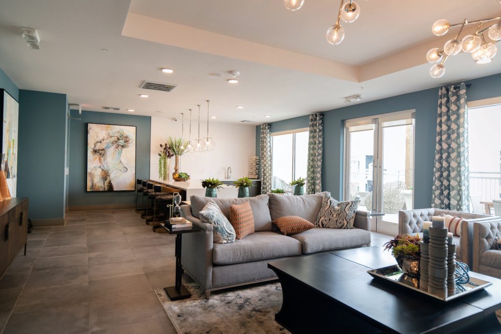 black wooden coffee table near white couch