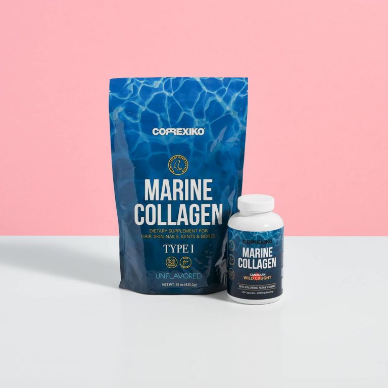 Collagen Supplement on Blue Packaging